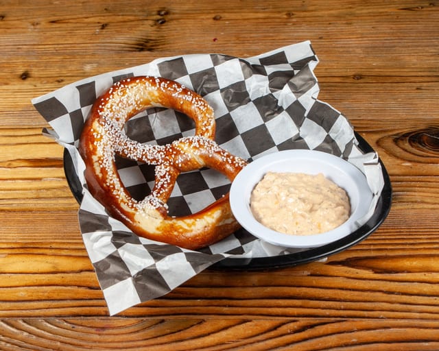Beer Cheese Dip & Pretzel.